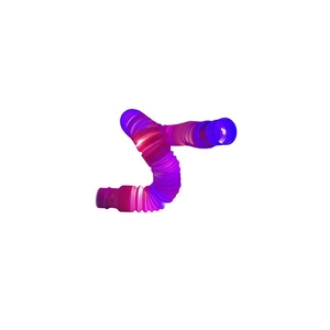 Colorful LED light-up sensory pop tube toy in S-shape stretchable plastic for stress relief