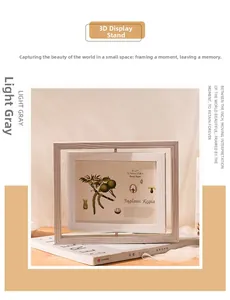 Rotating light gray wooden double-sided 5x7 photo frame with 360-degree inner frame rotation
