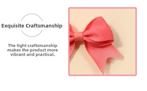 Close-up of pink ribbed grosgrain ribbon bow featuring fine texture and neat stitching