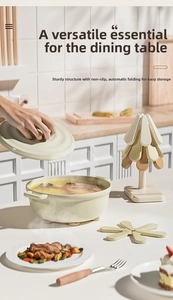 Heat-resistant silicone coasters set with foldable leaf design and tree-shaped base