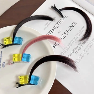 Synthetic Hair Extension Clip With Ice Cube Acrylic Decor Anime Cosplay Long Straight Wig Piece For Girls Women