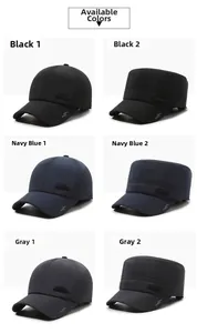Dettaglio di cappellini impermeabili da uomo in nero, blu navy e grigio scuro