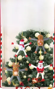 Detailed view of telescopic Christmas tree ornaments including Santa and Snowman