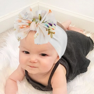 Baby Headband Nylon Big Bow Stretchy Soft Headwrap Floral Print Cute Hair Accessories For Infants Toddlers Girls