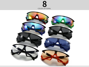 Collection of eight oversized retro sunglasses in various vibrant gradient colors