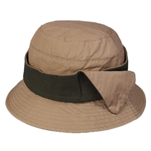 Minimalist cotton bucket hat with contrast trim and side bow detail for women