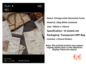 Detailed view of vintage aesthetic paper cards for wall decor and journaling scrapbooks