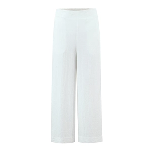 Pantaloni bianchi a gamba larga stile vacanza con vita elastica in tessuto di lino traspirante