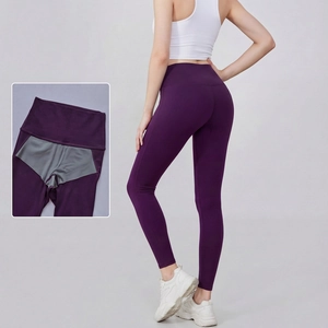 Women High Waist Yoga Leggings Seamless Tummy Control Antibacterial Lining Workout Running Pilates Slim Fit Nylon Spandex Leggings