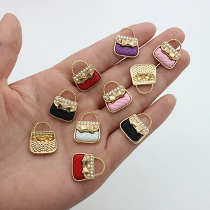 Mini handbag alloy charms with pearls and enamel for DIY jewelry making and accessories
