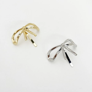 Alloy Bowknot Hair Clip Hook Minimalist Fashionable Hairpin For Low Ponytail Holder Accessory For Women