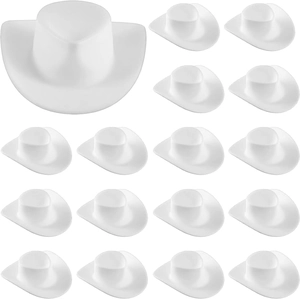 19-piece white mini disco cowboy hat set including one large and eighteen small hats
