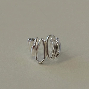 Minimalist 925 sterling silver multilayer irregular layered wrap open ring for women