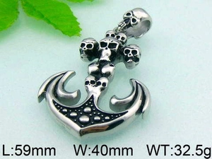 Macro shot of silver skull anchor pendant with dimensions L 59mm W 40mm in punk style