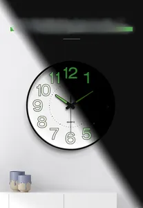 Comparison of 25cm luminous wall clock in day and night settings with silent quartz movement