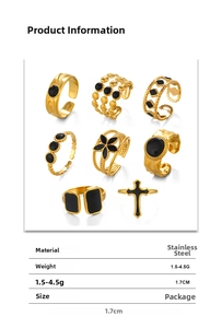 Detailspezifikationen für verschiedene 18K vergoldete Edelstahlringe mit Emaille