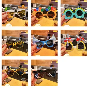 Detailed collection of creative party sunglasses featuring fun cartoon shapes for events