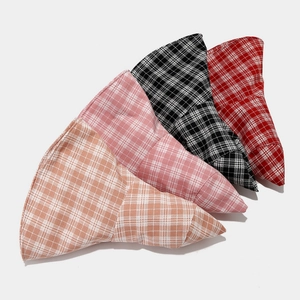 Plaid wide brim fisherman sun hats in four colors for summer beach vacations and outdoor trips