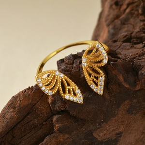 925 Sterling Silver Butterfly Open Ring For Women Elegant Rhinestone Pave Adjustable Finger Ring Fashion Jewelry Gift