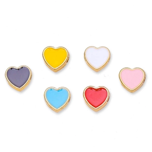 Pendentifs cœurs en émail coloré avec bords dorés pour la création de bijoux