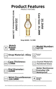 Detail view of water-drop dial watch with quartz movement and crystal bezel