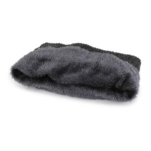 Winter thermal knit hat with plush lining and dark grey ear protection for outdoors