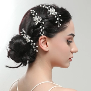 Set di forcine a U con perle bianche e cristalli per acconciature da sposa