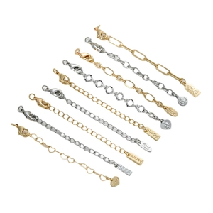 14K gold filled extender chain with lobster clasp and engraved charms for DIY jewelry