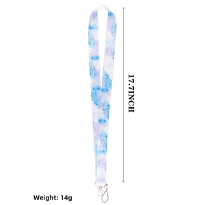 Lanyard detail showing 17.7-inch length and marble texture with lobster clasp