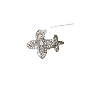Elegant silver flower open ring featuring brilliant cubic zirconia in a refined floral design