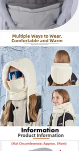 Detail of fleece lining and windproof drawstring on kid's thermal hood with mask