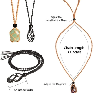 Collier filet tissé réglable pour cristaux avec guide des tailles et dimensions