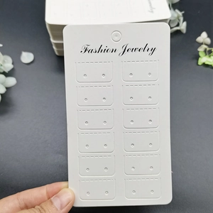 White 12-pair earring display card with Fashion Jewelry text for jewelry storage
