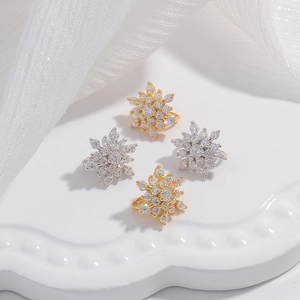 Snowflake Spacer Bead 925 Sterling Silver With Zircon Double Hole Jewelry Making Connector Charm For Bracelet