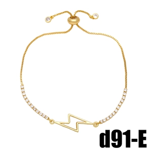 Bracelet éclair doré minimaliste avec pierres en zircon et fermoir réglable coulissant