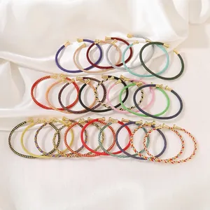 Handgewebtes Manschettenarmband Messing Vergoldet Ethno Stil Buntes Seil Armreif Für Damen Herren Minimalistischer Schmuck