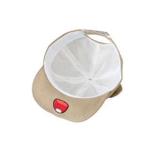 Cute khaki baby duckbill hat with red animal embroidery and adjustable strap back