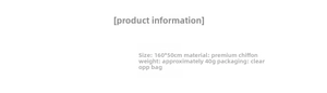 Detailed specifications of the 160x50cm georgette silk scarf including weight and packaging