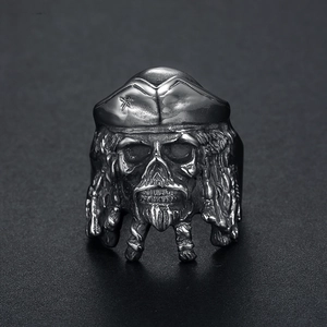 Skull Pirate Ring Stainless Steel Retro Silver Punk Gothic Viking Style Jewelry For Men