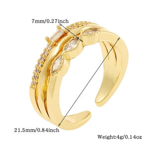 Detailed view of copper ring with micro-pave cubic zirconia and adjustable wave design