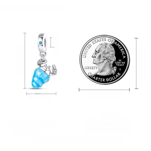 Detailed size specifications of luminous silver-plated crab shell pendant with coin reference