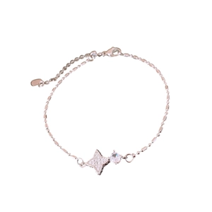Elegant silver star bracelet with cubic zirconia and adjustable pull chain for women
