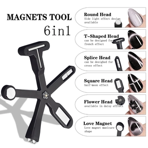 6-in-1 multi-functional nail magnet tool for cat eye gel polish art designs