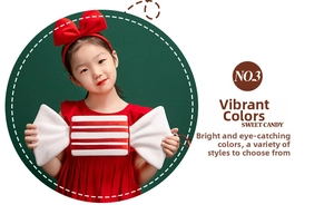 Detail of red bow headband and striped candy ornament for festive holiday decorations