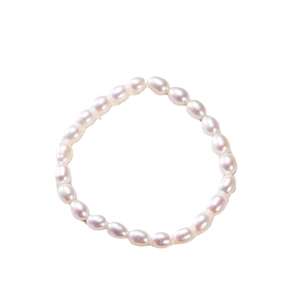 Minimalist white freshwater pearl elastic bracelet with natural lustrous organic beads