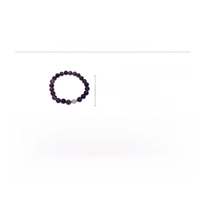 Detail view of natural amethyst beaded bracelet with Hetian jade accent and dimensions