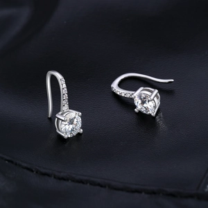 Sparkling 1 carat moissanite s925 silver U-shape drop earrings with four-prong setting