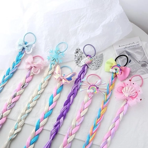 Élastiques cheveux licorne pour enfants avec tresses colorées et breloques pailletées