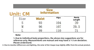 Detailed size chart for outdoor cargo shorts with waist, hip and length measurements