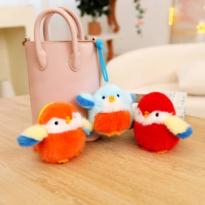 Porte-clés Oiseau En Peluche Pendentif Animal Rembourré Doux Pour Sac Moineau Perroquet Coloré Jouet Cadeau